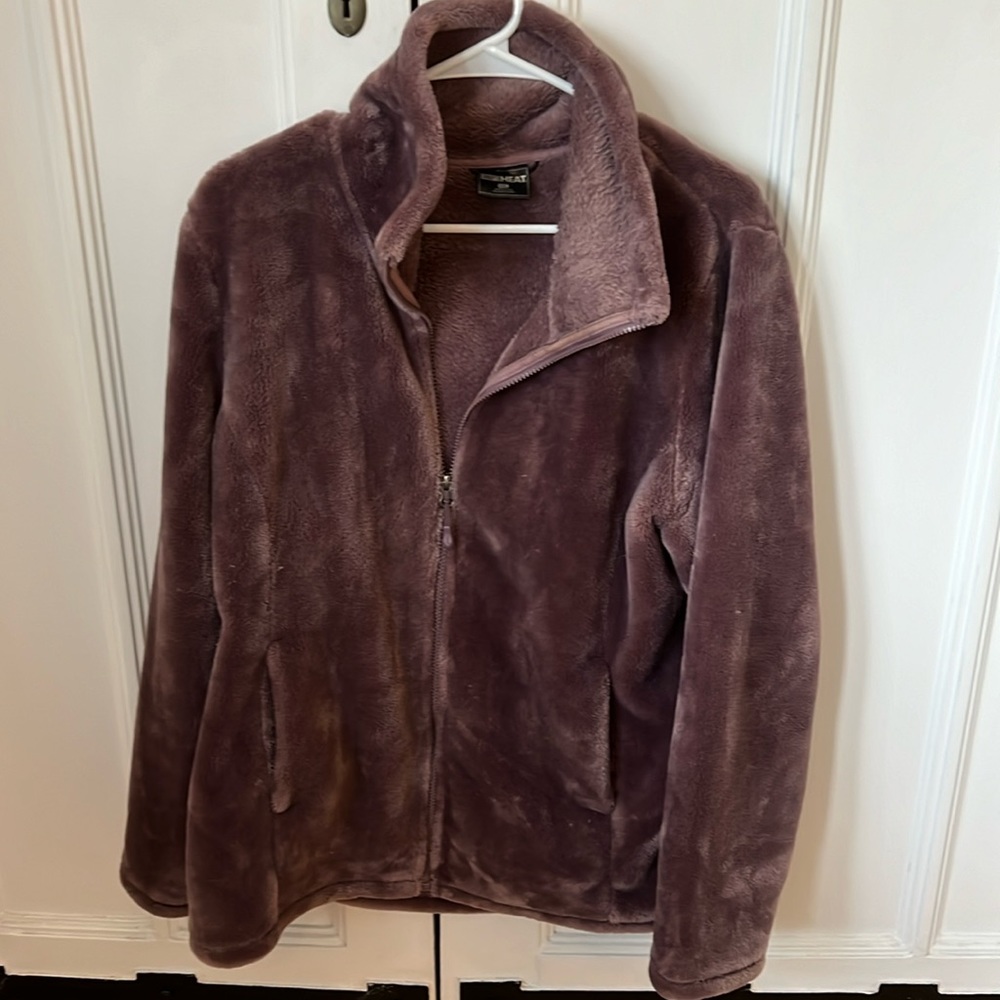 Fluffy purple zip up.